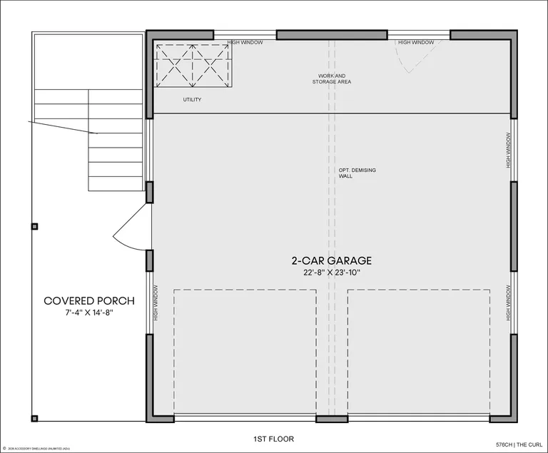 The Curl floorplan, garage level